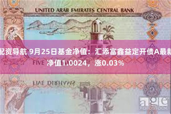 配资导航 9月25日基金净值：汇添富鑫益定开债A最新净值1.0024，涨0.03%