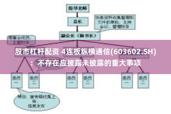 股市杠杆配资 4连板纵横通信(603602.SH)：不存在应披露未披露的重大事项