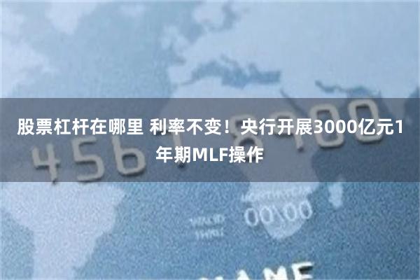 股票杠杆在哪里 利率不变！央行开展3000亿元1年期MLF操作